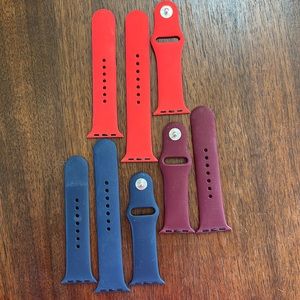 Lot of three 38mm Apple compatible silicone watch bands